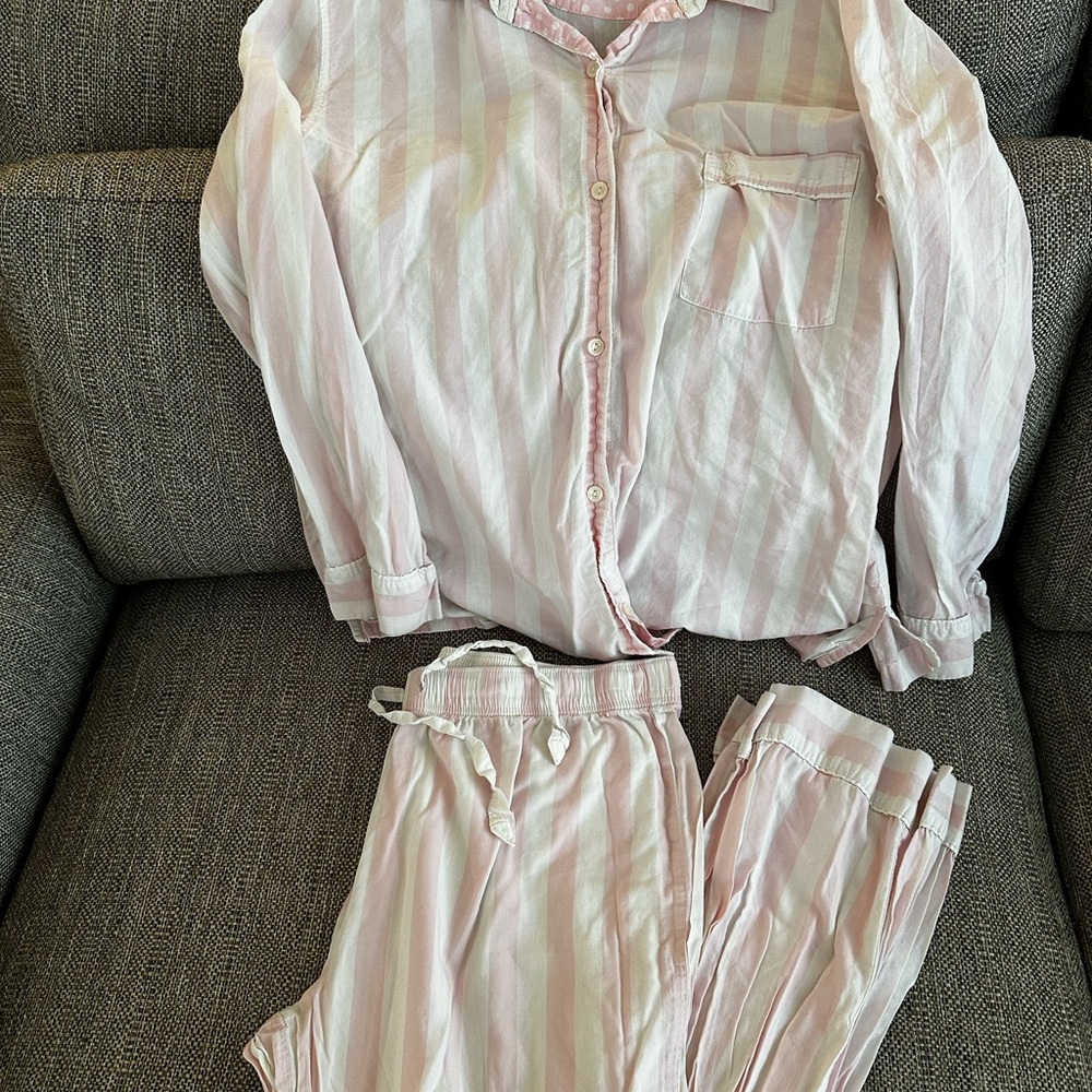 Victoria's Secret Light Pink Striped Pajama Set